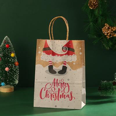 China Recyclable In Stock Christmas Cheap Brown Manufacturer Kraft Paper Bag For Clothing Gift Food Packaging Recylced Shopping Bags With Handles for sale