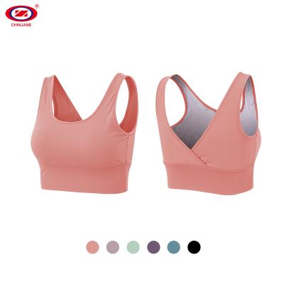 China New brocade nude QUICK DRY double-sided yoga bra shockproof gathering sports underwear fitness sports invest for sale