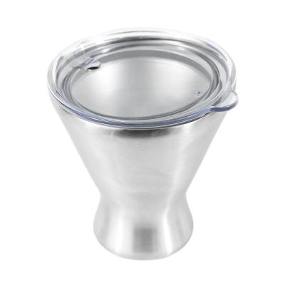 China Sustainable Copa De Martini Double Wall Vacuum Insulated 280ml Slanted Unique Luxury Cocktail Stainless Steel Martini Glass With Lid for sale