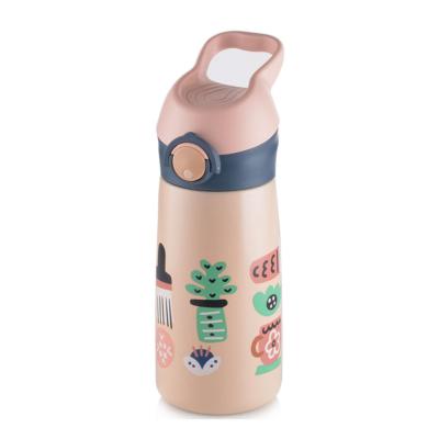 China Viable 450ML BPA Free Double Wall Vacuum Flask Insulated Stainless Steel Kids Water Bottle With Straw for sale