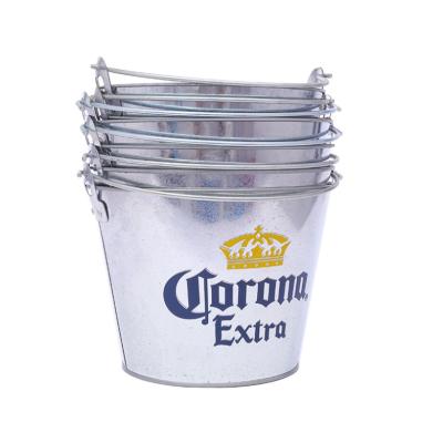 China Vintage Gallon 5L 5QT Round Metal Bucket Embossed Corona Extra Galvanized Beer Bucket With Handle for sale