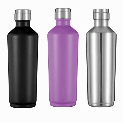 China Large Metal Vacuum Stainless Steel Durable Empty Matte Black Wine Bottle 500ml 750ml for sale