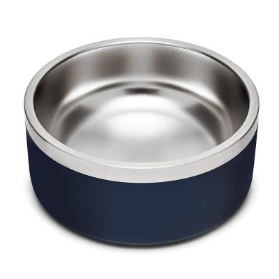 China Custom Double Wall Logo Large Travel Metal 32oz 64oz Stainless Steel Pet Dog Bowl Viable Non Slip Product With Base for sale