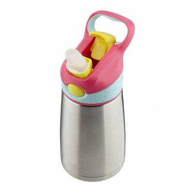 China Sustainable bpa free eco 400ml school stainless steel vacuum insulated stopper kids kids water bottle with straw for sale