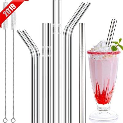 China 11 Pcs Full Variety Sustainable Reusable Metal Straws For Drinks With Wide Diameter Stainless Steel Drinking Straws With Cleaning Brush for sale