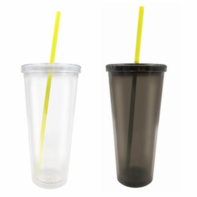 China DOUBLE WALL Small food grade heat resistance color shape cheap transparent reusable juice double wall plastic cup for sale