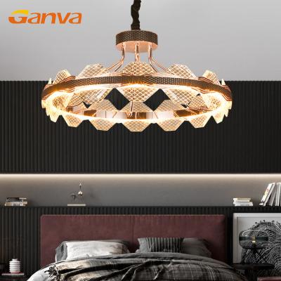 China GANVA New Model Modern Living Room LED Crystal Pendant Light Indoor Custom Fixture Lamp Hotel Chandeliers for sale