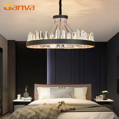 China Wholesale Modern Indoor Luxury Hanging Banquet Hall Pendant Light Crystal GANVA LED Living Room Chandeliers for sale