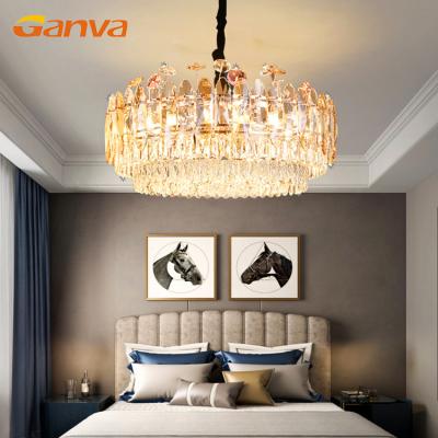 China GANVA Wholesale Modern Shiny Customized Indoor Pendant Light Crystal Hotel Living Room LED Chandeliers for sale