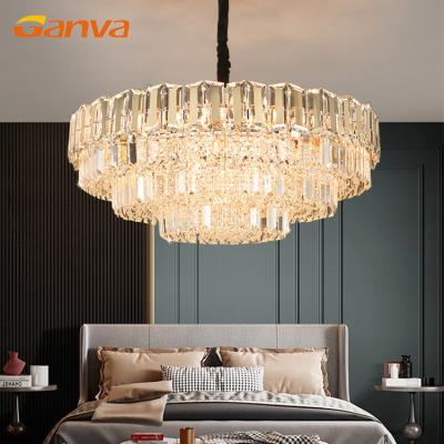 China Modern Luxury Decoration Crystal Pendant Light GANVA LED Modern Lighting Fixture Living Room Chandeliers for sale