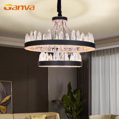 China GANVA Modern Luxury Design Hotel Columnar Pendant Light Indoor Living Room LED Crystal Chandeliers for sale