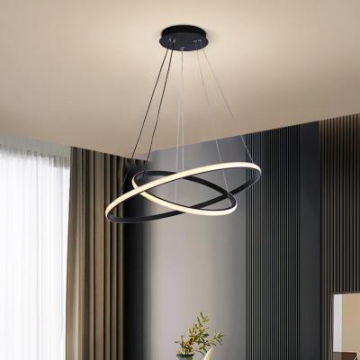 China It comes with 2.4g GANVA Remote Control Nordic Modern Aluminum Dining Room Ceiling Decor Luxury Chandeliers Led Circle Pendant Light for sale