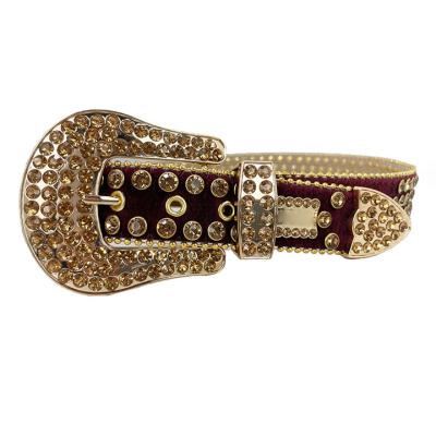 China Multifunctional Fashion Customized Rhinestone Gold Luxury Men's Denim Leather Belt Rivet Belt Rhinestone Belt for sale