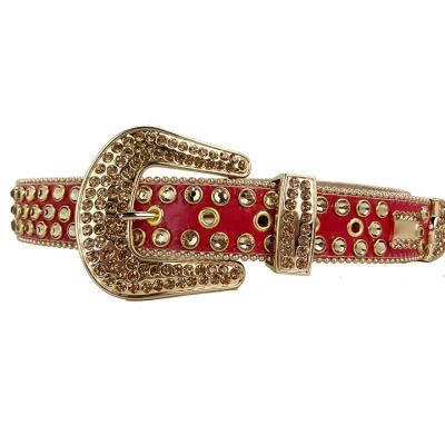 China Bling bling rhinestone cowboy rock star rhinestone rhinestone belt rhinestone luxury rivet western belt for sale