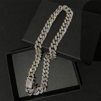 China Hiphop Street Style Mens Jewelry Sliver 2021 18k Gold Shinny Crystal Necklace Accessories 45cm Take Box for sale