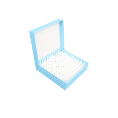 China Sterile Fanen paper Clamshell cryogenic vials box wholesale 81 well Cryovial Storage Box for sale