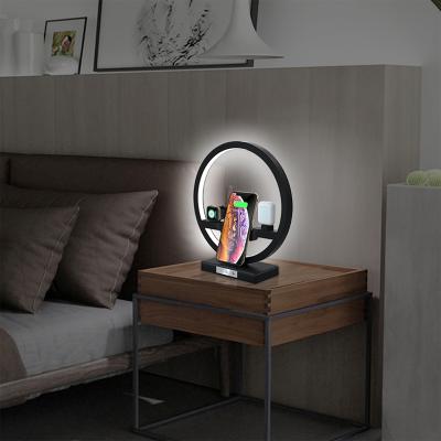 China High Speed ​​Fast Delivery Qi Wireless Desktop Charger 4 in 1 Wireless Charger with Led Light for sale