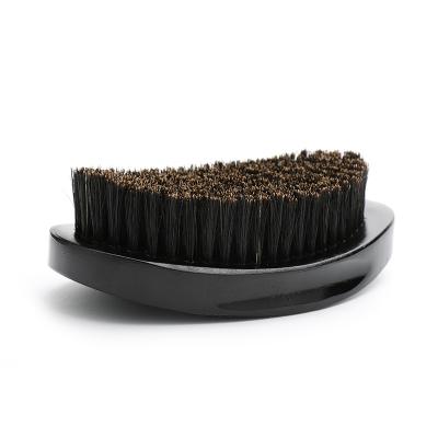 China Boar Beard Brush 100% Natural Hair Mens Beard Brush Wooden Handle Curved 360 Wave Brush Black Custom Beard Brush for sale