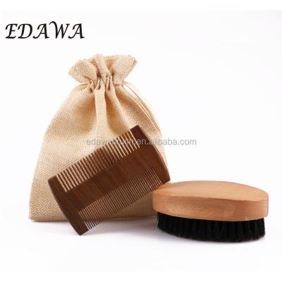 China Naturally Eco-Friendly Men Beard Grooming Care Set Beard Comb and Brush Kit With Boar Bristle Brush and Beech Wood Comb for sale