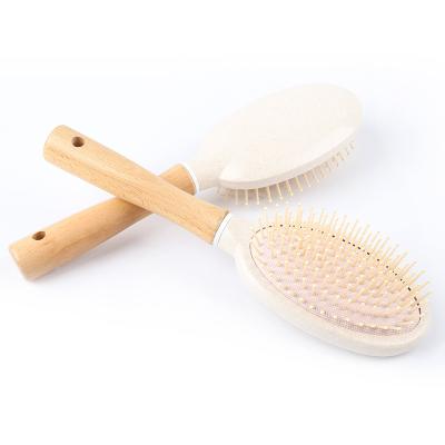 China Soft Comb Customized Home Logo Rubber Brush Bamboo Handle Hair Comb Scalp Airbag Massage Comb for sale