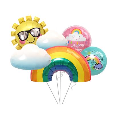 China White Smile Festival Decoration Rainbow Cloud Foil Balloon Face Sun Cloud Rainbow Bridge Party Decoration for sale