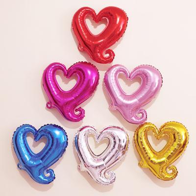 China Festival Decoration Selection Love Heart Balloon Red String I Love You Printed Hook Heart Foil Balloon Wedding Party Decorations for sale