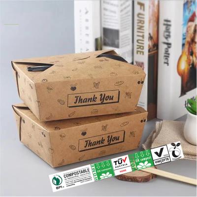 China Disposable Custom Printed Biodegradable Disposable Kraft Paper Lunch To Go Container For Fast Food Packaging Take Away Food Paper Box for sale