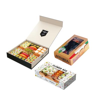 China Disposable Logo Printing Customized Packaging Fast Food Grade Take Out Togo Meat Lunch Delivery Paper Box Take Out Sushi Takeout Box for sale