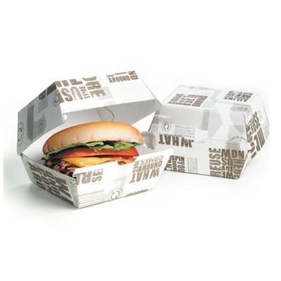 China Disposable White Biodegradable Craft Fry Burger Box Packaging Custom Printing Packaging Cardboard Paper Hamburger Box for sale