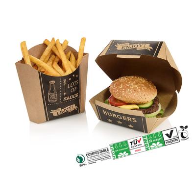 China Wholesale Disposable Biodegradable Paper Hamburger Packaging Box Chips Fast Food Packing Custom French Fries Packaging for sale