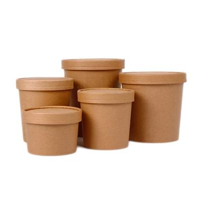 China Disposable Biodegradable Eco Friendly Kraft Salad Paper Bowl With Paper Lid for sale