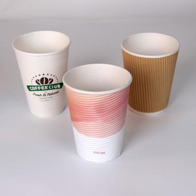 China New Design Disposable Custom Prices Printed Logo Coffee Takeaway Hot Disposable Double Wall Biodegradable Kraft Paper Cups With Lids for sale