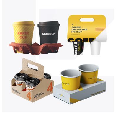 China Customization Logo 7oz 8oz 16oz 22oz Disposable Hot Coffee Packaging Wrapping Paper Holder Takeaway Paper Cup with Cover and Lid Handle for sale