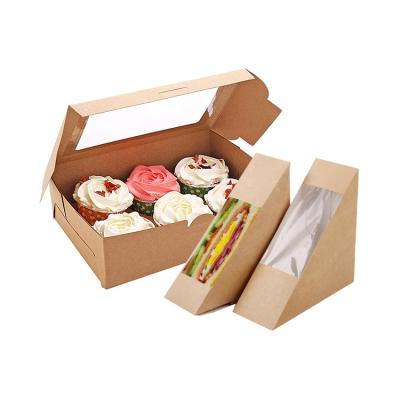 China Disposable Custom Printed Triangle Gift Packaging Wrapping Paper Sandwich Biscuit Cookie Bakery Bread Box for sale