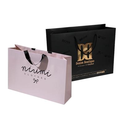 China Handmade luxury small boutique jewelry gift packaging shopping custom printed paper bags with logos for sale