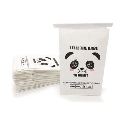 China Recyclable Eco Friendly Disposable Flat Bottom Airplane Airline Packaging Custom Printed Logo Size Air Sickness Paper Vomit Bag for sale