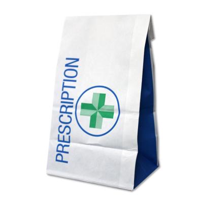 China Recyclable Custom Printed Medical White Paper Bags Disease SOS Logo Size Daily Pharmacy Counter Prescription Kraft Paper For Medicine for sale