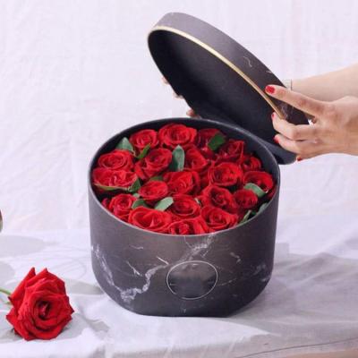 China Wholesale Recyclable Customized New Luxury Black Simple Artificial Empty Gift Cylinder Round Hat Packaging Paper Box For Rose Soap Flower for sale