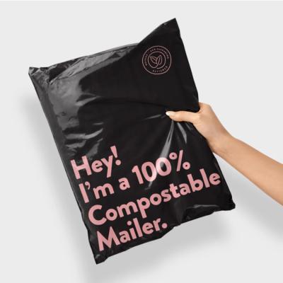 China Custom Logo Compostable Postage Satchels Tearproof/Strong Adhesive Plastic/Opaque/Perfect/Security Printing Wraps Courier Biodegradable Poly Mailer Mailing Bags For Clothing for sale