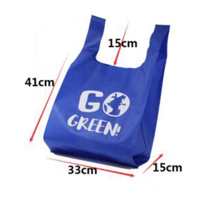 China Reusable Reusable Nonwoven T-shirt T-shirt Grocery Wholesale Non-woven Recyclable Eco-Friendly Custom Packaging Bag With Logo for sale