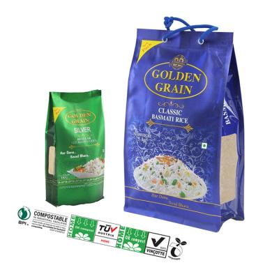 China Different Barrier Types Custom Logo Biodegradable 1Kg 2Kg 5Kg 10Kg Food Grade Plastic Thai Basmati Empty Rice Packaging Bags For Sale for sale