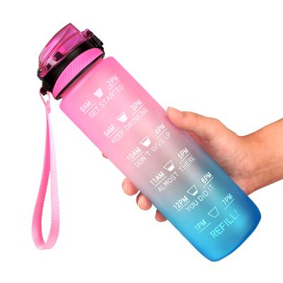 China Viable Make Sure You Drink Enough Leakproof Water 32oz BPA Free Drinking Bottle With Time Marker And Straw for sale