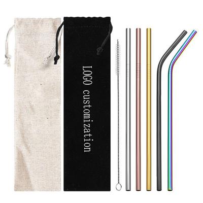 China Viable Factory Wholesale Bar Accessories Reusable Food Grade 304 Stainless Steel Straws Metal Stainless Steel Straws for sale