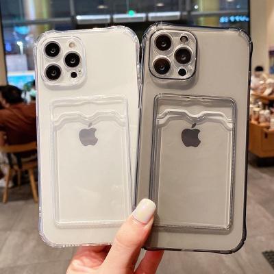 China Card Slot Bag Holder Shockproof Transparent Case For iPhone 14 13 11 12 pro Se 7 Max Mini X XS XR 8 Plus Clear Shockproof Soft Wallet Cover for sale