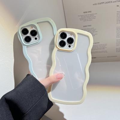 China Korea Shockproof Creative Funny Wavy Edge Clear Phone Case For iPhone 13 12 11 pro X XS XR Max Camera Lens Cute Protective Back Cover for sale