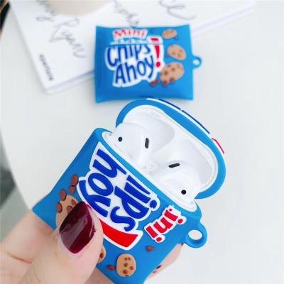 China Soft\Comfortable\Safety\Flexible Cute 3D Airpods Pro Case with Key Chain, Soft Protective Air Pods Design Food Chips Cookie Cover Earphone Accessories for sale