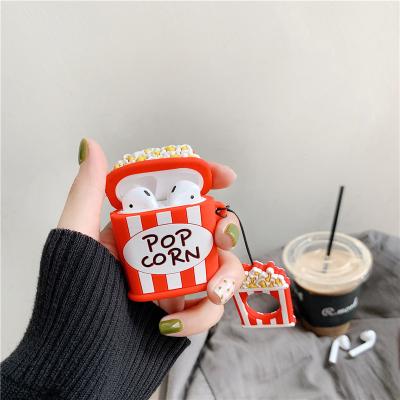 China Cute 3D Silicone Case Food Popcorn Silicone Earphone Cases For Apple Airpods 1 2 Protect Cover Earphone Case for sale