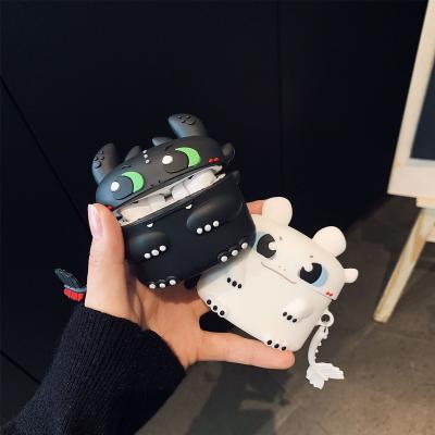 China For Airpods 1/2 Cute Dragon For Airpods Pro Case Cartoon Black Dragon Style Silicone Protective Charging Box Case For Airpods Pro 3 Accessories for sale