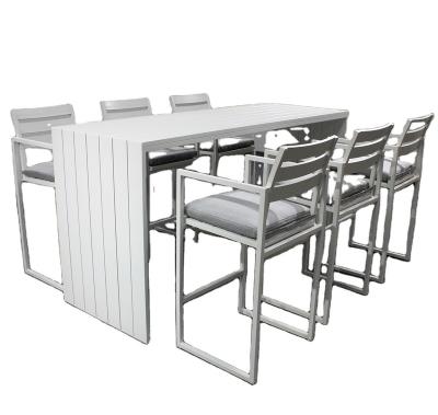 China Contemporary outdoor barstool barstool bistros garden frame garden furniture 6 seater aluminum dining table and chairs for sale