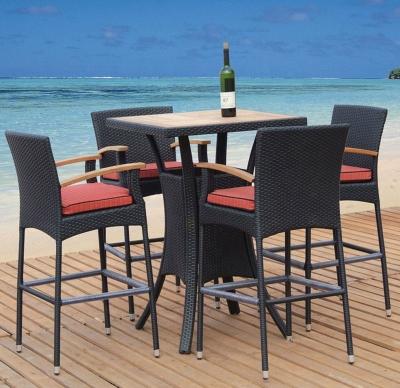 China PE outdoor aluminum rattan water resistance frame furniture wicker barstool set for sale